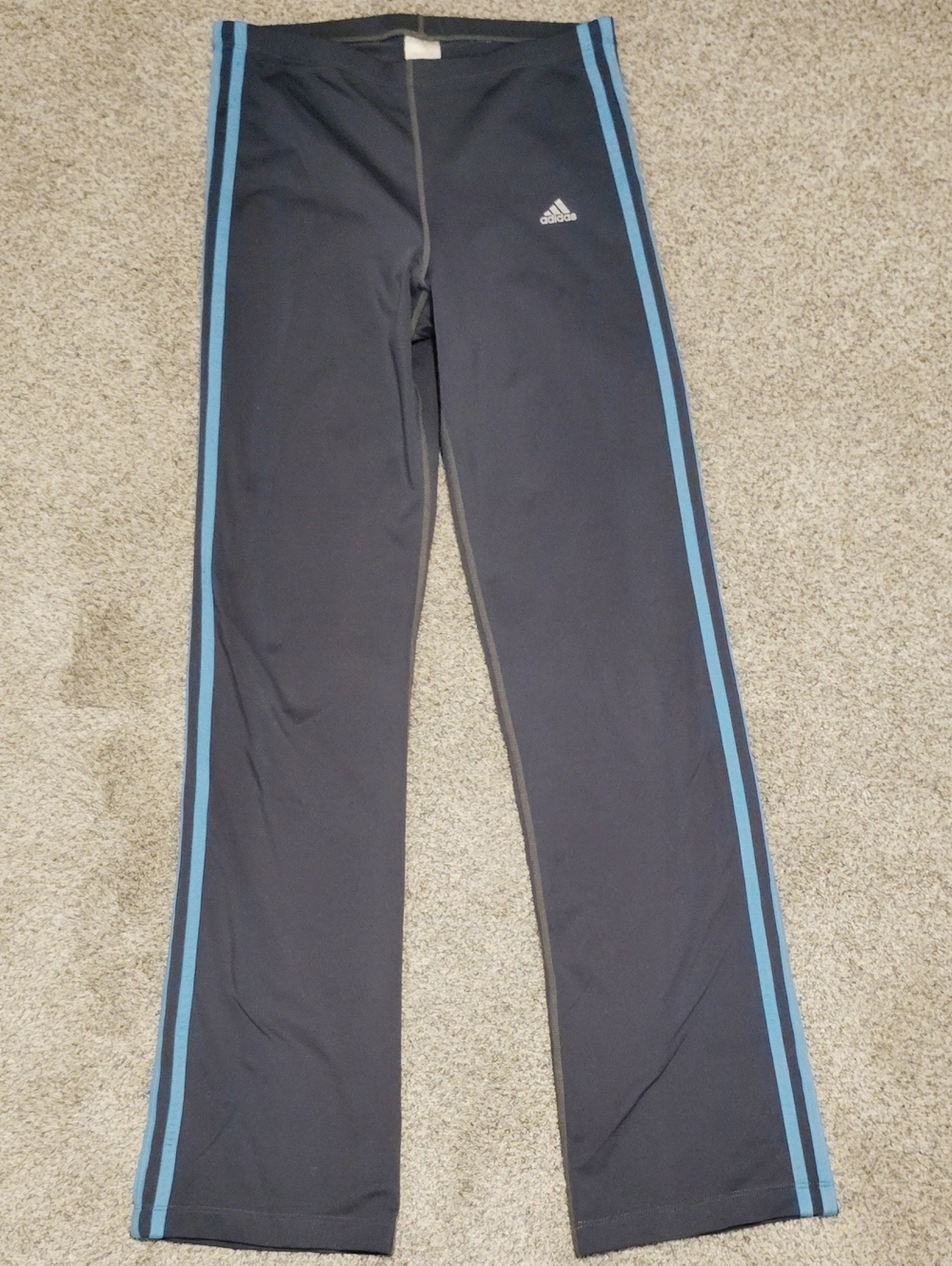 adidas Black Sweatpants with Light Blue Side Stripes